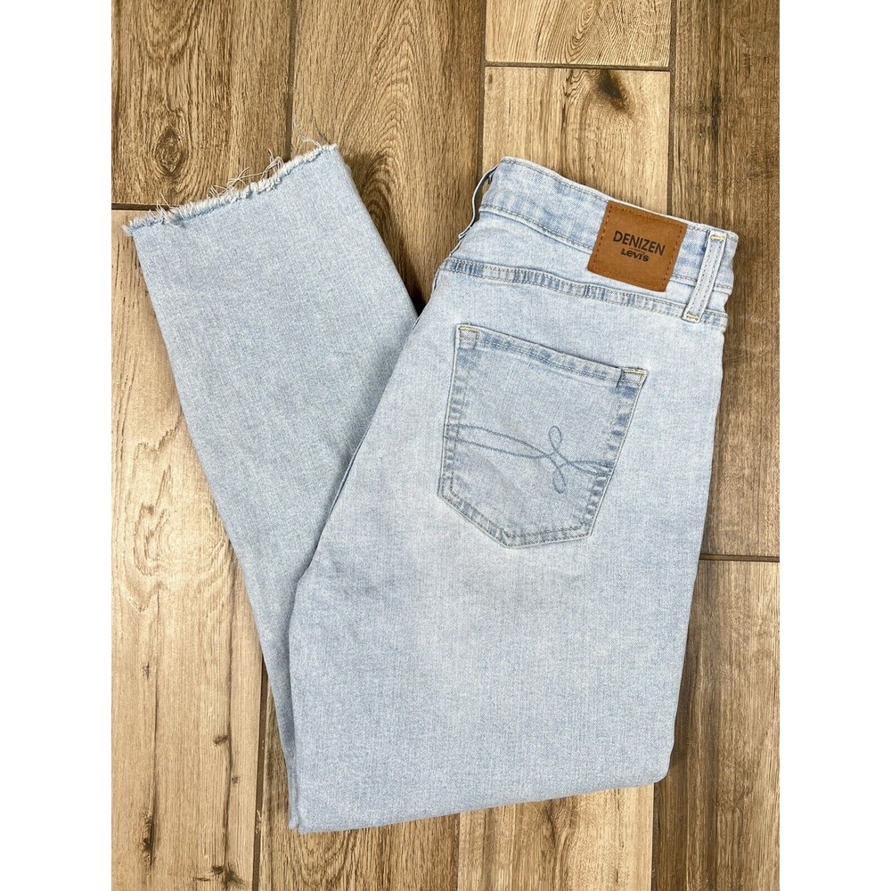 Denizen Levi's Mid Rise Boyfriend Jeans Women's Size 12-W31 Light Blue Raw Hem